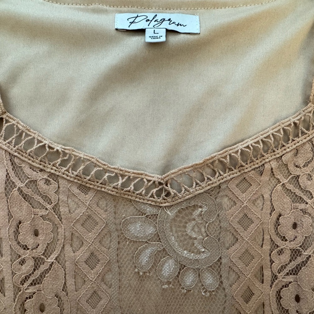 Baltic Born Polagram Lace Embellished Midi Dress Wedding Guest L Nude Tan NEW - Picture 5 of 6